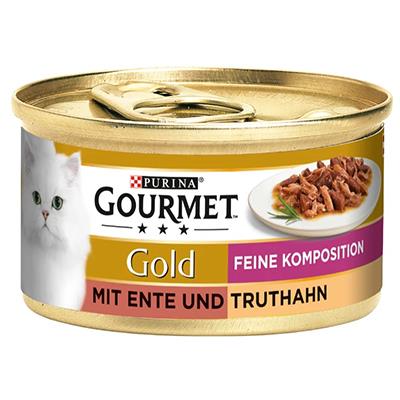 کنسرو گورمت گلد مدل خورشتی بوقلمون و اردک ۸۵ گرم (Gourmet Gold komposition mit ente und truthan)